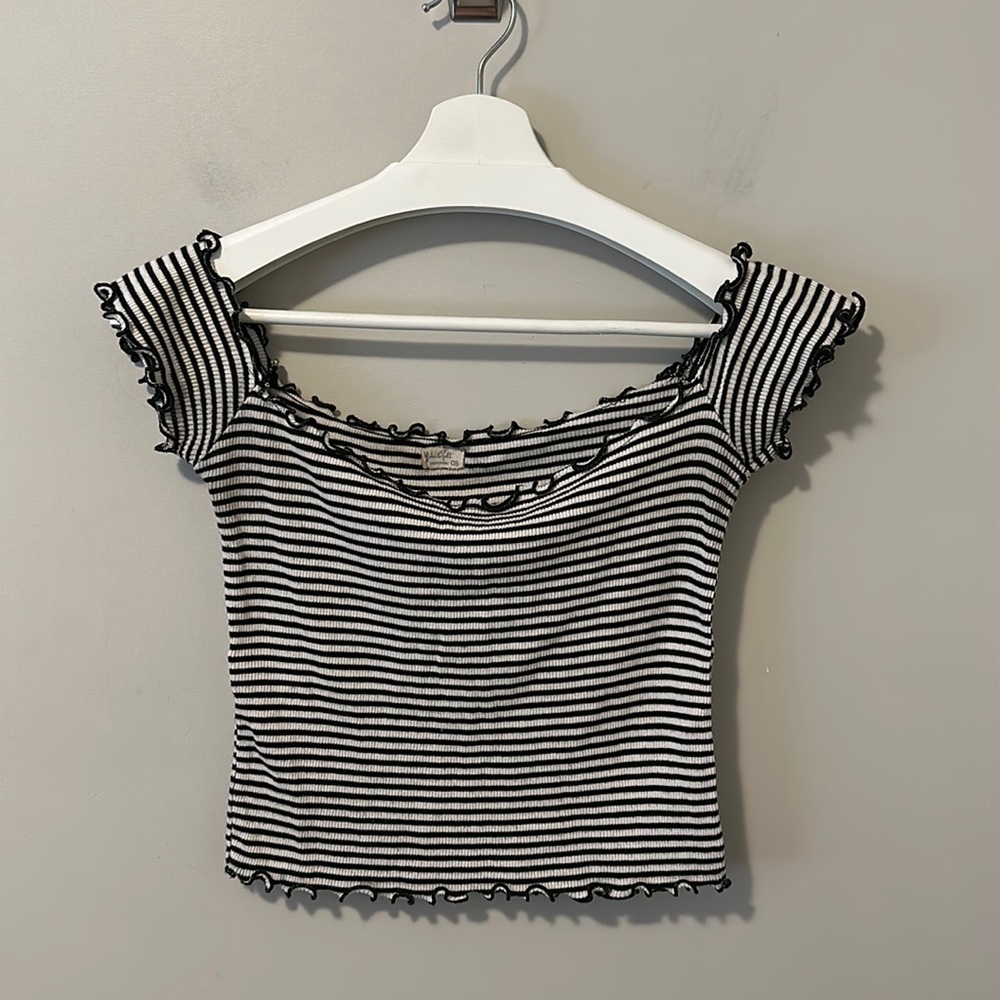 Brandy Melville John Galt Black and White Striped Crop Top